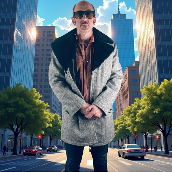 Campus Wool Tweed Blazer Coat with Faux Fur Collar – Men’s Size 40R - Picture 6 of 12